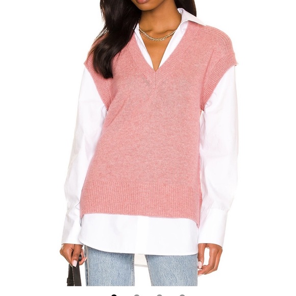 NEW W TAG BROCHU WALKER LAYERED CASHMERE SHIRT M from REVOLVE SOLD OUT $398 - Picture 1 of 1